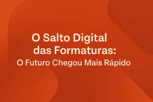Capa horizontal com o título O Salto Digital das Formaturas e elementos gráficos ligados à transformação digital no setor de formaturas.