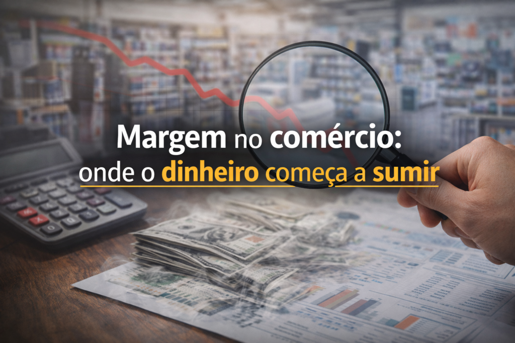 “Imagem de capa sobre margem no comércio, representando onde o dinheiro começa a sumir no dia a dia das lojas.”