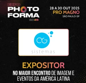 Banner da AG Sistemas como expositora na Photo Forma 2025, evento realizado de 28 a 30 de outubro no Pro Magno, em São Paulo, o maior encontro de imagem e eventos da América Latina.