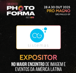 Banner da AG Sistemas como expositora na Photo Forma 2025, evento realizado de 28 a 30 de outubro no Pro Magno, em São Paulo, o maior encontro de imagem e eventos da América Latina.