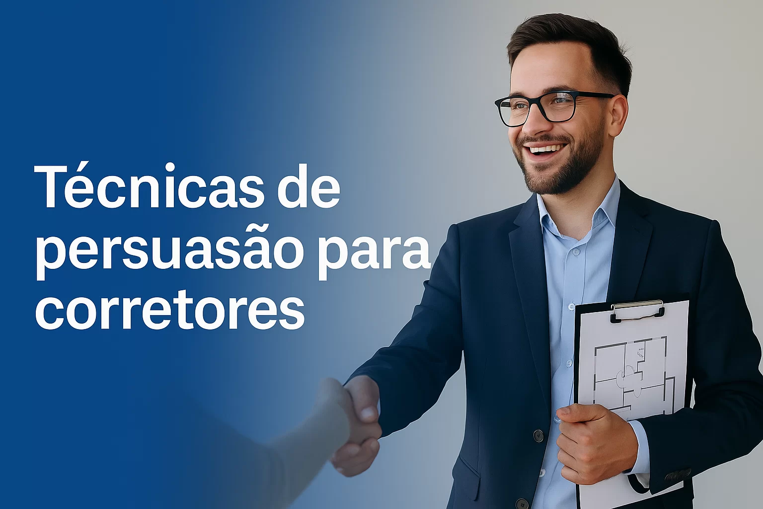 Ilustração digital com elementos gráficos modernos representando técnicas de persuasão para corretores durante uma negociação imobiliária.